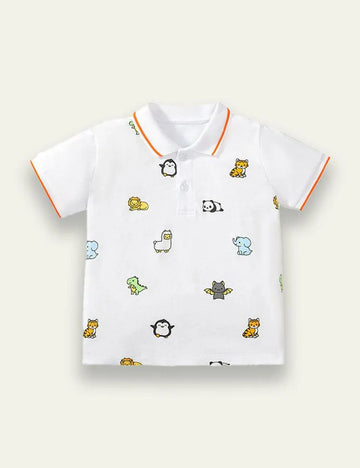 Cartoon Animal Printed Polo T-shirt - Mini Taylor